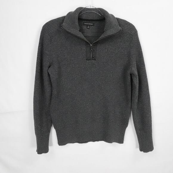 Banana Republic Other - Banana Republic Sweater Men Medium Gray Half Zip Merino Wool Blend Preppy Casual